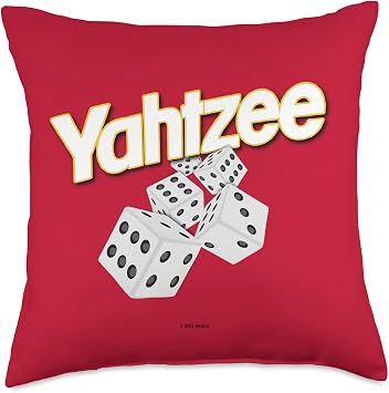 Yahtzee Logo with Rolling Dice Throw Pillow