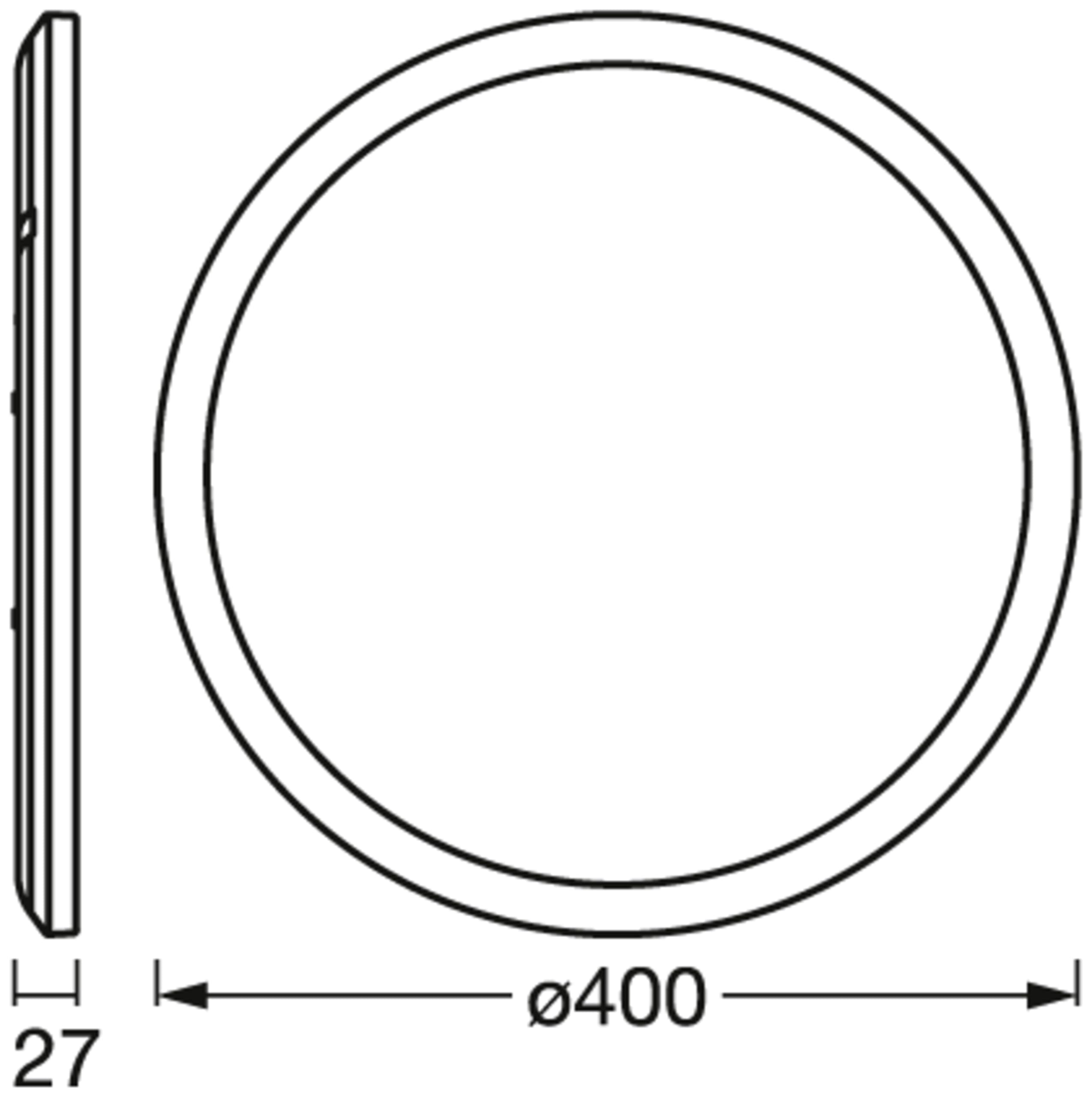 LEDVANCE ORBIS Ultra Slim Deckenleuchte 400mm, weiß, 22W, 2720lm, homogenes, warmweißes Licht (3000K) + Hintergrundlicht, dreistufige Dimmbarkeit über Wandschalter, ultraflach, Schutzklasse IP20