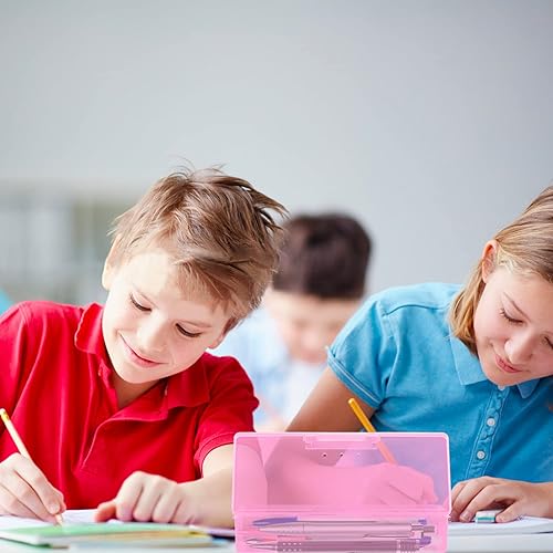 Miniatura 3 de Caja de lápices transparente, paquete de 12 cajas de plástico de gran capacidad, cajas de plástico con tapa hermética, caja organizadora de