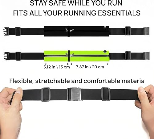 Miniatura 2 de Riñonera delgada para correr para hombres y mujeres, resistente al agua con puerto para auriculares y tira reflectante, soporte ajustable para