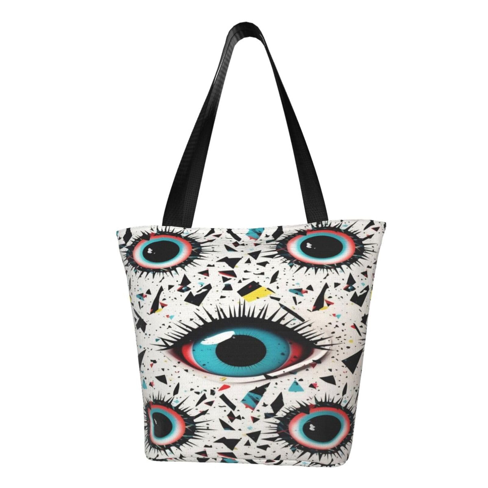 ZHONGSK Womens Tote Bag, Evil Eyes - Beach Bag, Women'S Reusable Shopping Bag With Zip, Large Capacity Casual Handbag Shoulder Bags For Work, Travel, Shopping