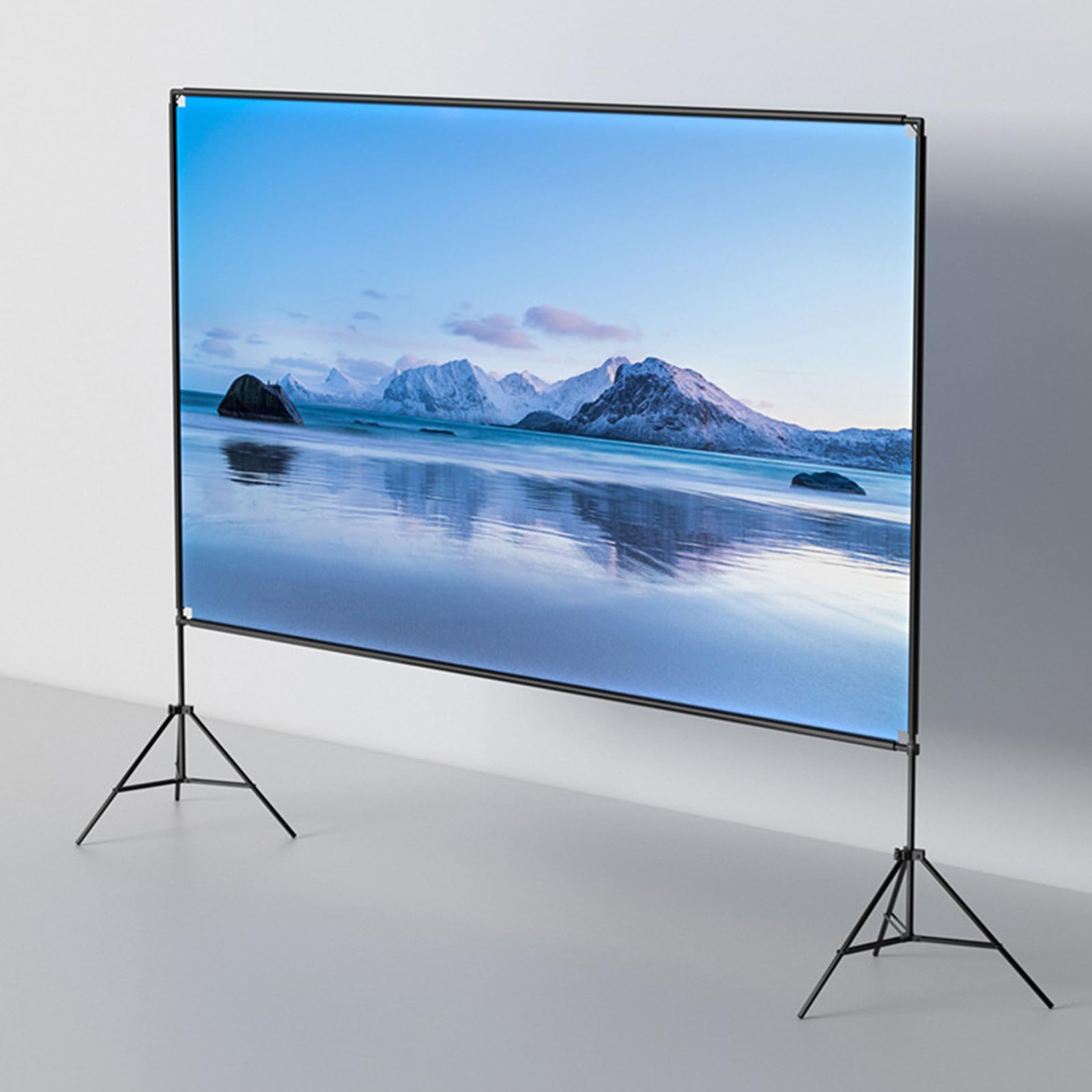 Proyector de pantalla con trípode de 120 pulgadas, 4K HD 16:9, plegable rápido, portátil, ángulo de visión de 160°, pantalla de proyección a ambos lados para cine en casa, camping, eventos de ocio