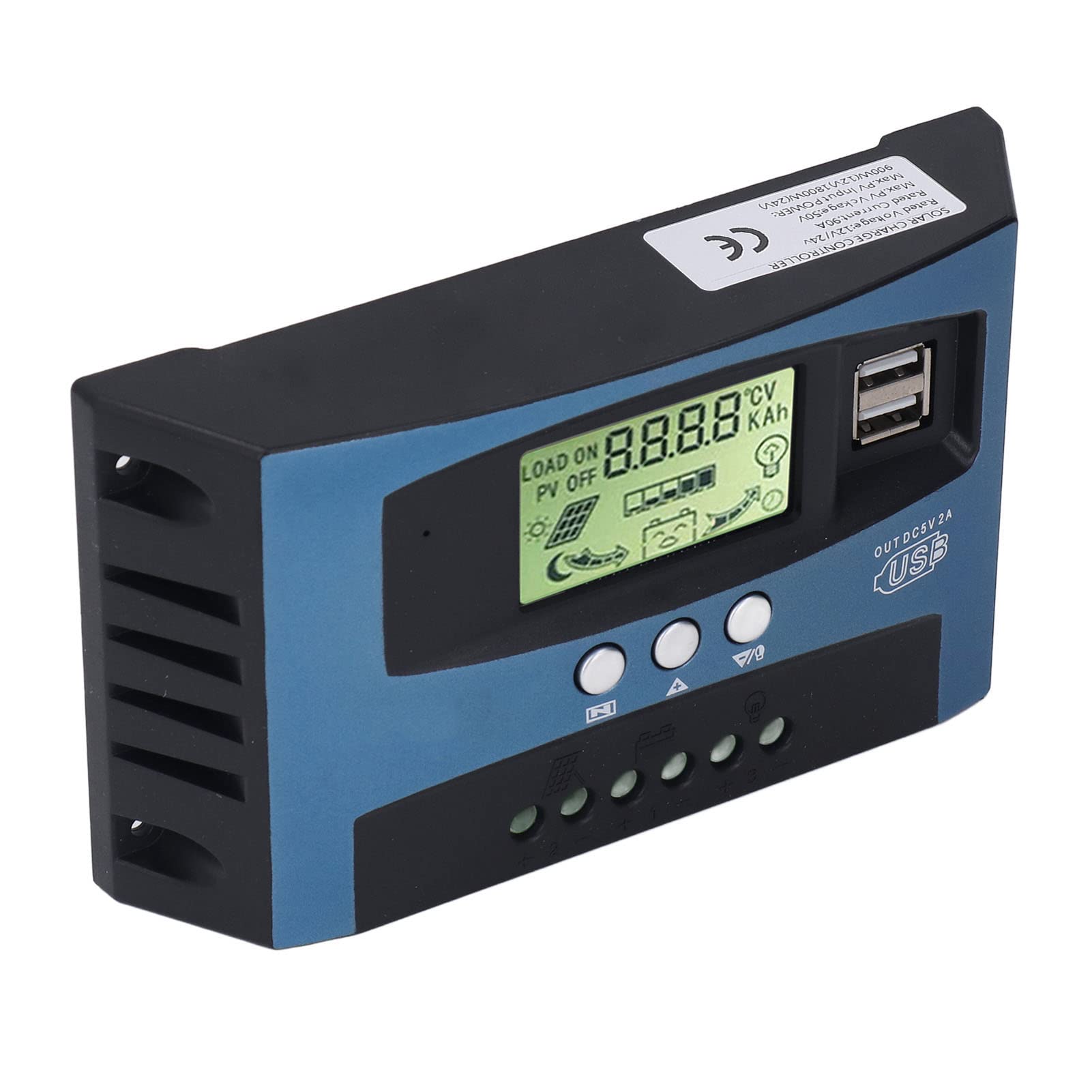 Contrôleur de charge solaire MPPT 80 A 12 V 24 V Régulateur intelligent de panneau photovoltaïque en alliage d'aluminium avec écran LCD numérique en temps réel pour système (90a)