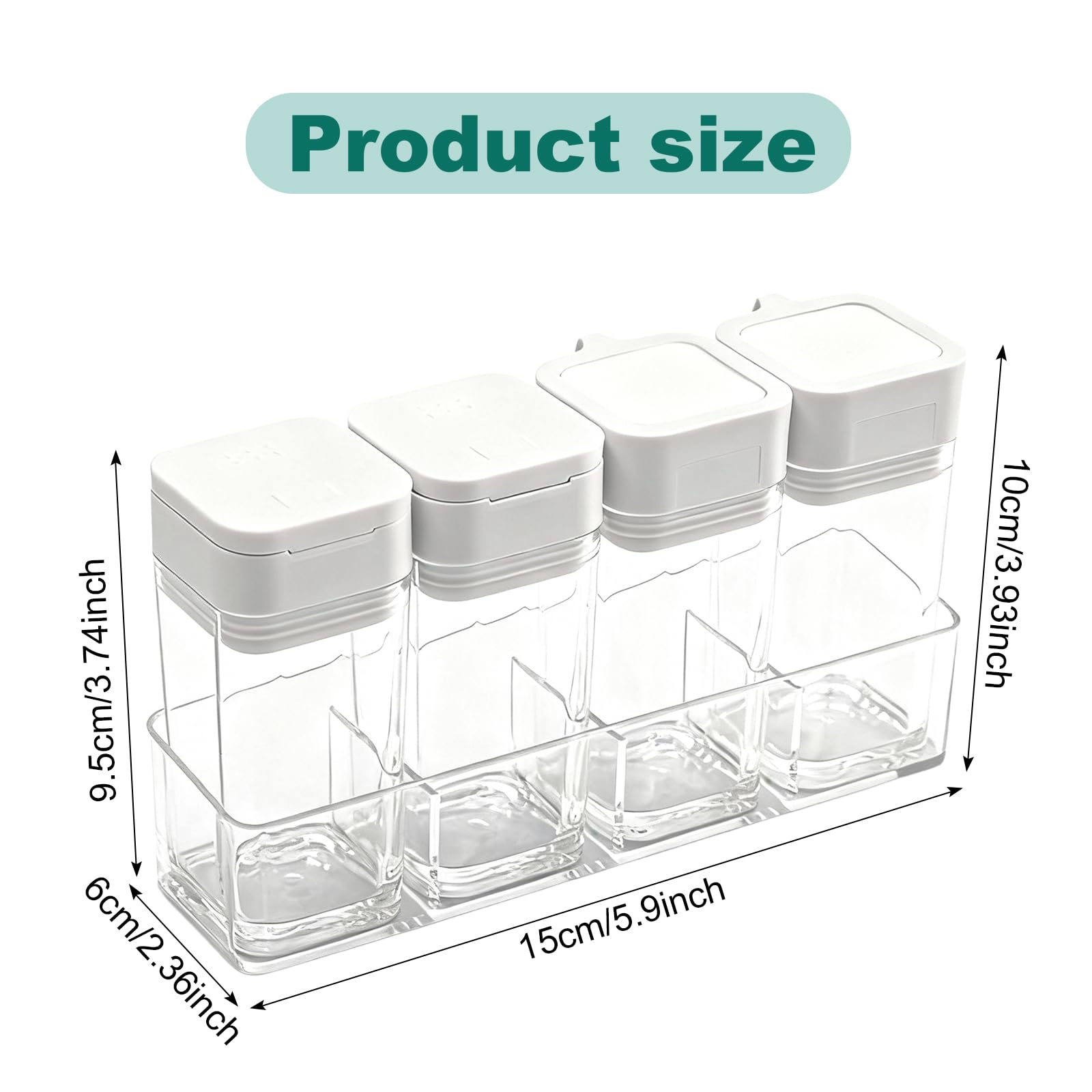 Barattoli Plastica per Spezie con Coperchio, Set da 4, 100ml, Inclusi Etichette, Trasparente, Bottiglie per Olio e Aceto, Contenitori Porta Spezie da Campeggio, Contenitori Spezie per Cucina