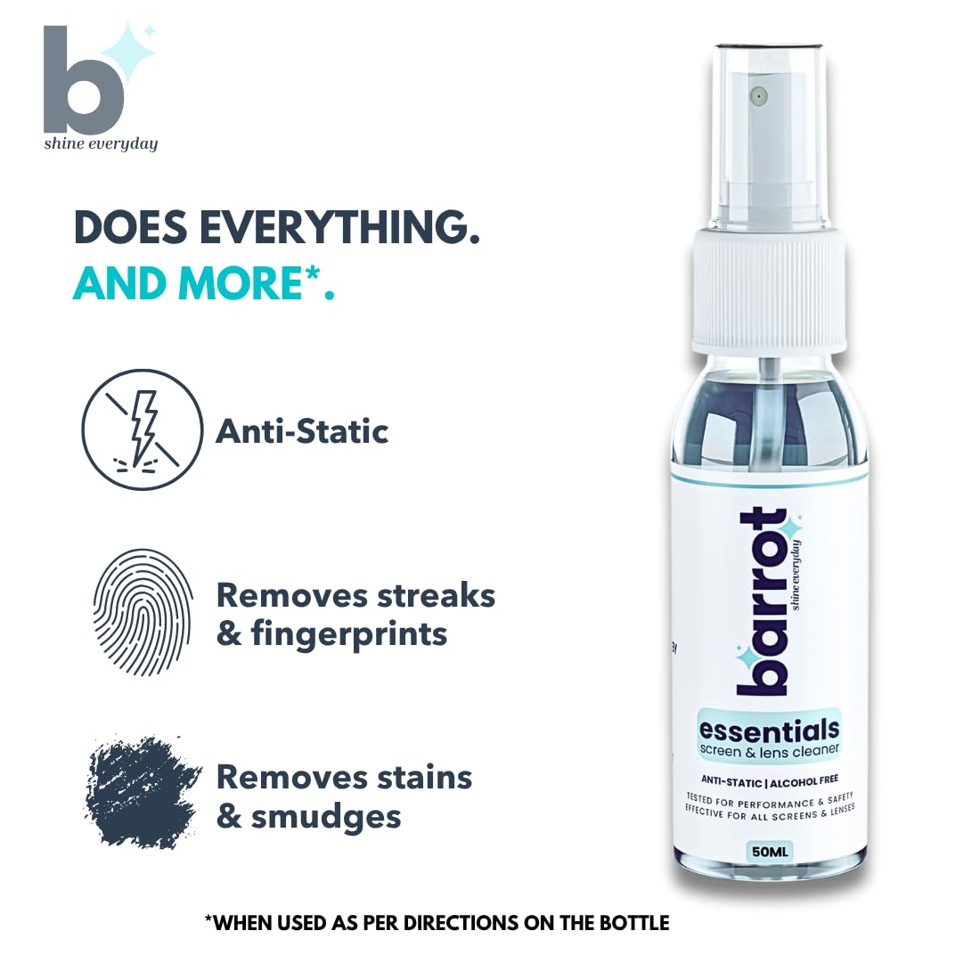 BARROT Essentials Mini Device Cleaning Kit | Includes 50ml Non-Alcohol Screen Cleaner, 3 x High-Precision Brushes & 20x20CM Plush Microfiber 11 61BYTgQfLRL. SL1100