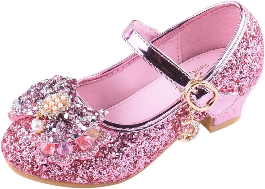 Sparkle Girls Princess Party Shoes Bowknot Glitter Shining Ballet Dancing Wedding Dress Up Shoes Court Shoes Mumustar