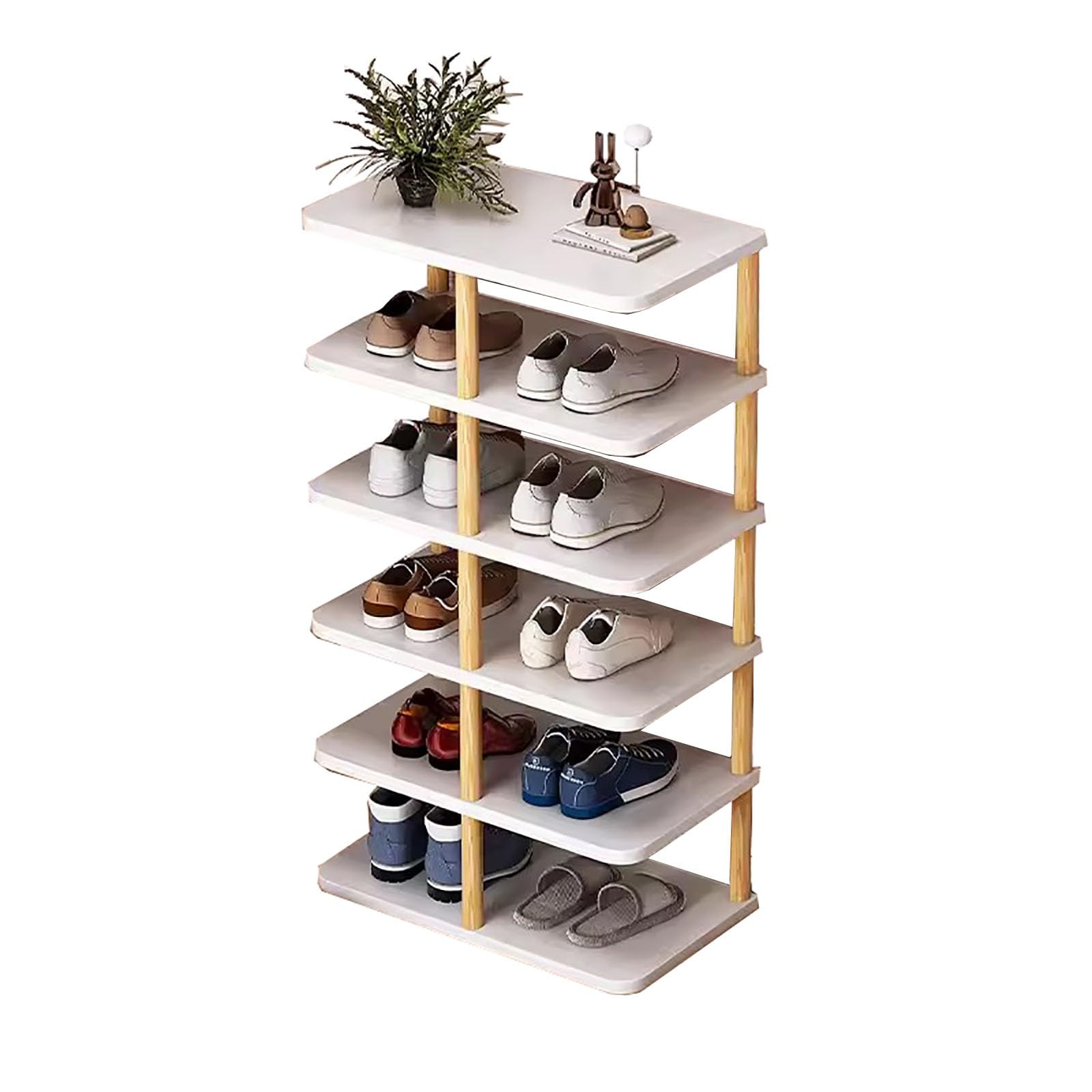 Étagère à chaussures verticale à 8 niveaux meuble blanc compact 47x24x80 cm