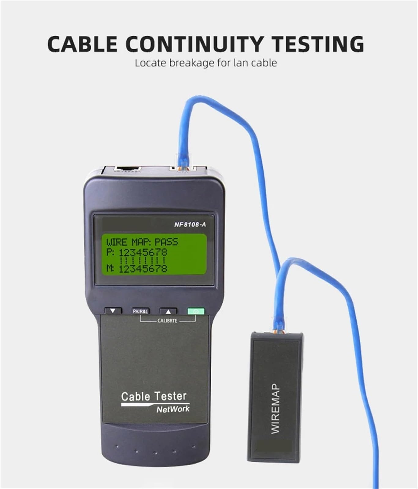 Tester for cavi di rete con 8 strumenti misurazione remota a lunghezza for doppi intrecciati STP/UTP Prove di trasmissione
