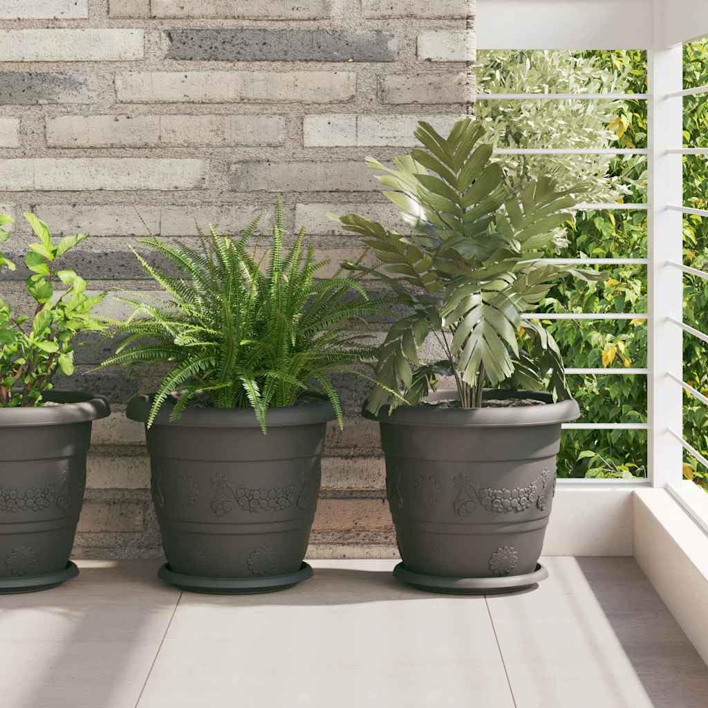 Placas redondas de plástico negro, 24 unidades, diámetro de 21,5 x 2,5 cm, para balcón, terraza, jardín, interior y exterior, con borde enrollado y uso versátil