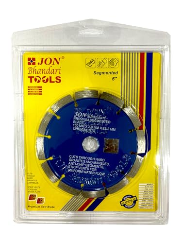 Image of Jon Bhandari Tools 6 inch Premium Segmented Diamond Cutting Blade for Marble, Granite, Tiles & Stones | 150mm Stone Cutter Blade for Angle Grinder | Heavy-Duty Blade for Wet & Dry Cutting (1pc)