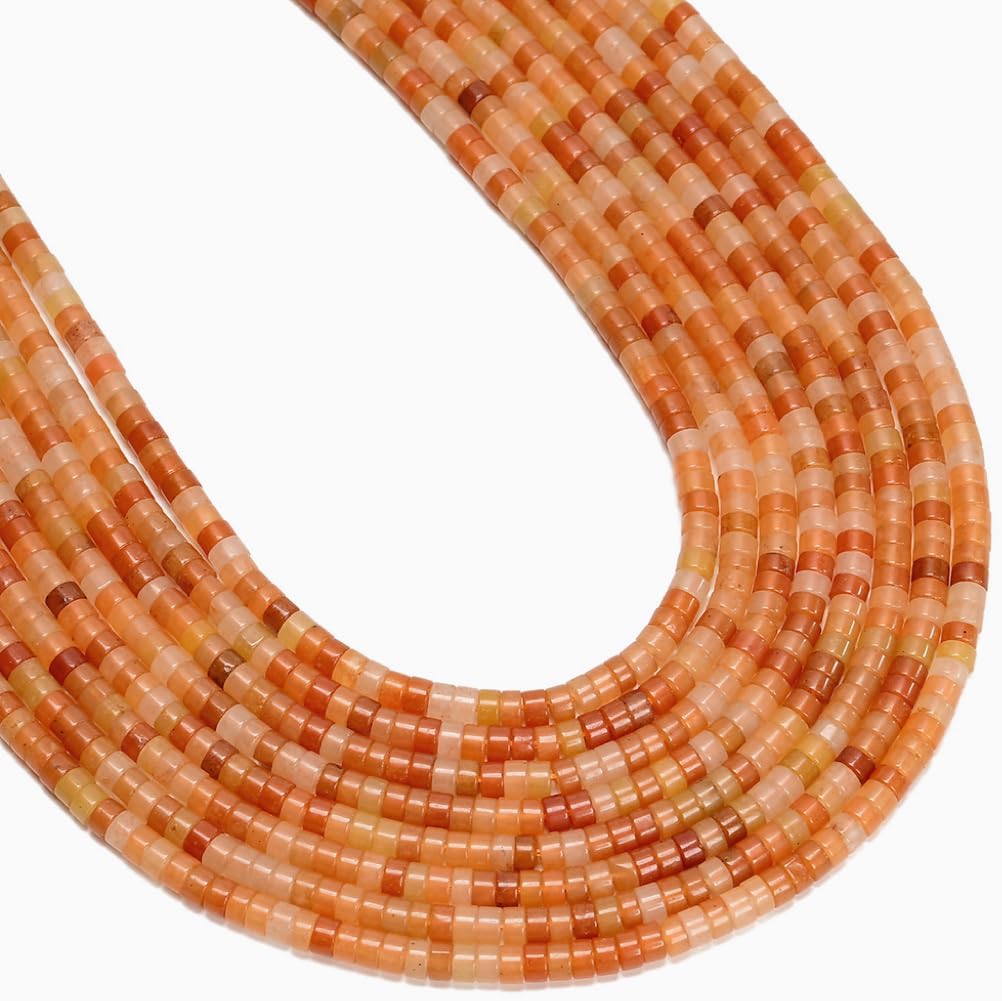 165 Pcs 2x4mm Natural Red Orange Aventurine Crystal Bead Heishi Disc Beads for Bracelets Jewelry Making Crafts - Image 2