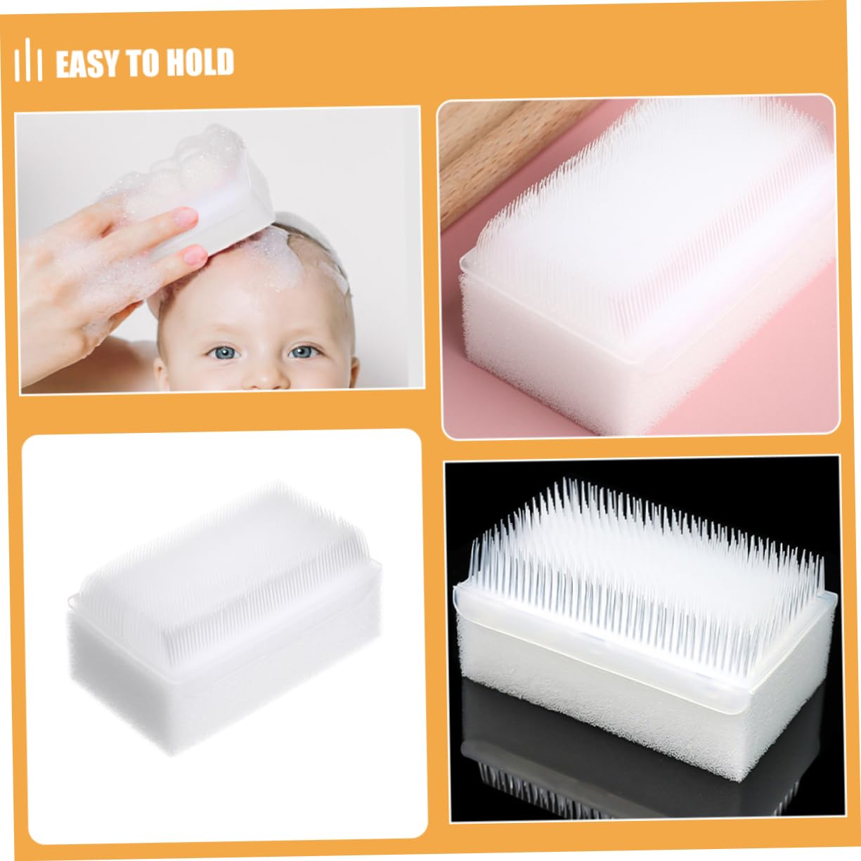 PartyKindom Set 6 Pezzi Spugne Bagno Morbide per Ragazzo Ragazza, Spazzole Sensoriali Facili da Impugnare e Pulire, per Ragazzo Ragazza e Uso Domestico Bianco