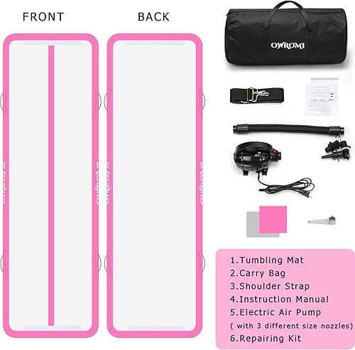 Miniatura 6 de OWROMI Colchoneta inflable de gimnasia con 48 pulgadas de grosor, tapete inflable para entrenamiento en el hogar, animadoras, yoga, ejercicios