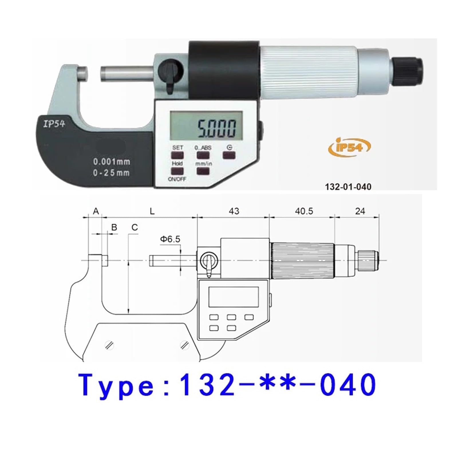 0 ~ 25 25-50 50-75 75-100 100-125 125-150 mm elektroniczny cyfrowy mikrometr zewnętrzny dwa przyciski zewnętrzne 132-01-040 (132-05-040 100-125mm)