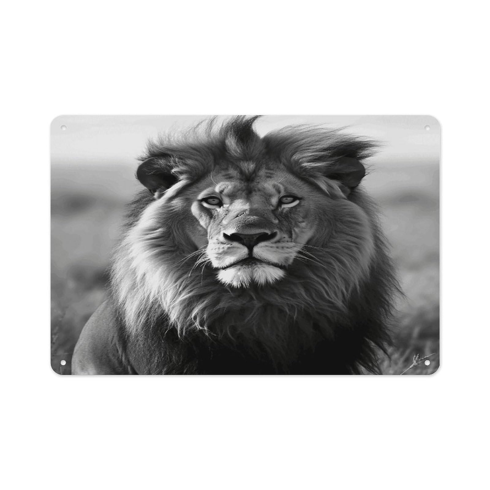 VstaDank Vintage Metal Sign Sublimation Aluminum African Lion Black And White Plaque Sign Weatherproof Art Decorative Wall Plate Boho Aluminum Wall Hanging Decor Retro Poster Plaque 8x12in