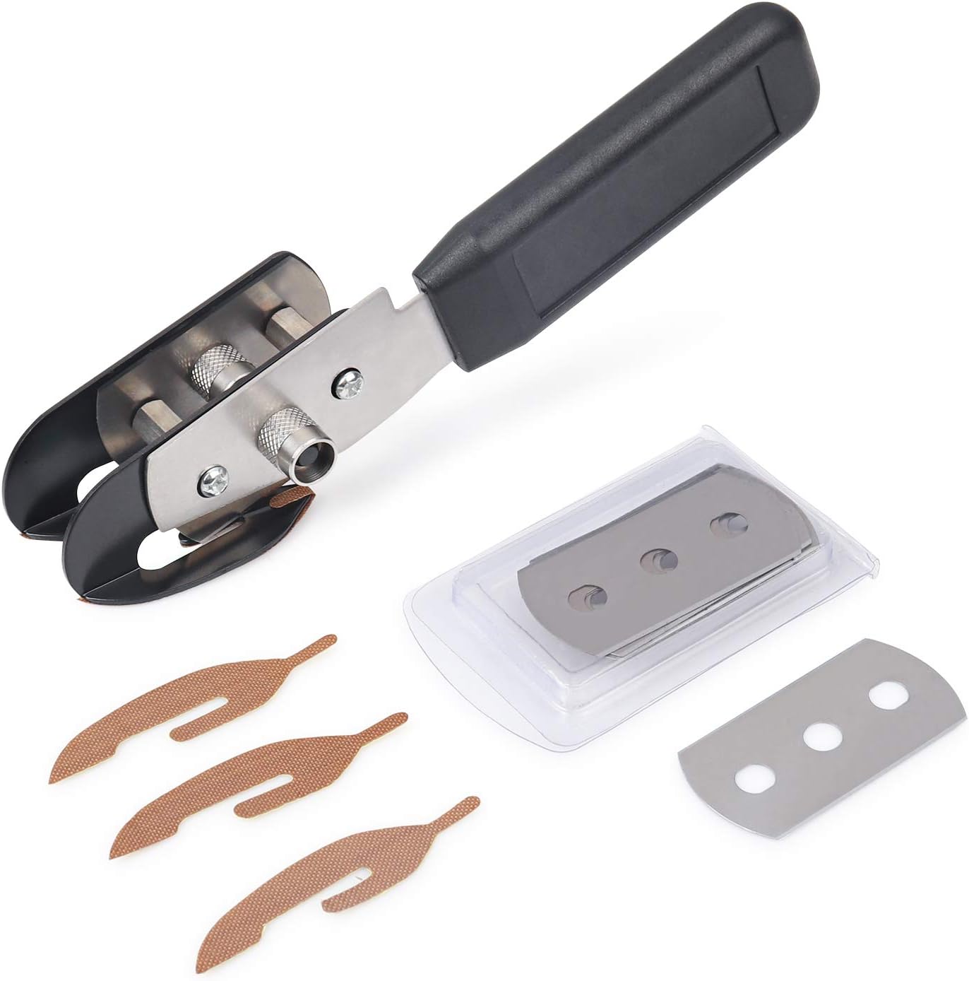 Gomake Vinyl Backing Cutter Dual Blades Two Cuts in One PTFE Coating Safety Film Cutting Knife for Backer Strip Cutting and Car Tinting With10 Extra Blades, 3 PTFE Stickers