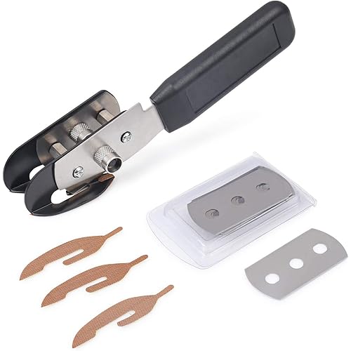 Gomake Vinyl Backing Cutter Dual Blades Two Cuts in One PTFE Coating Safety Film Cutting Knife for Backer Strip Cutting and Car Tinting With10 Extra Blades, 3 PTFE Stickers