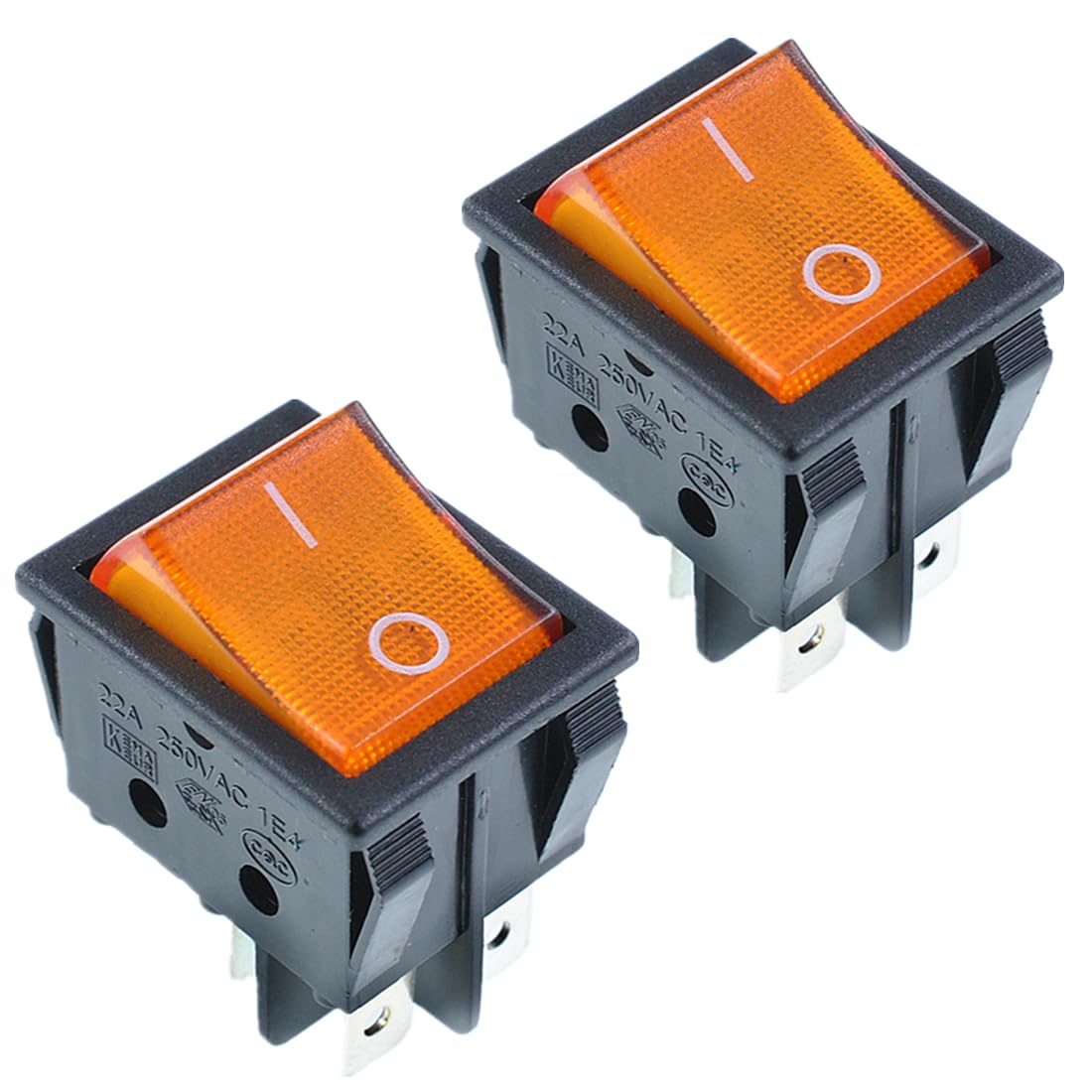 Ganasome 2pcs KCD4 DPST 4Pin On-Off Orange Light Panel Rocker Switch 16A/250V 20A/125V