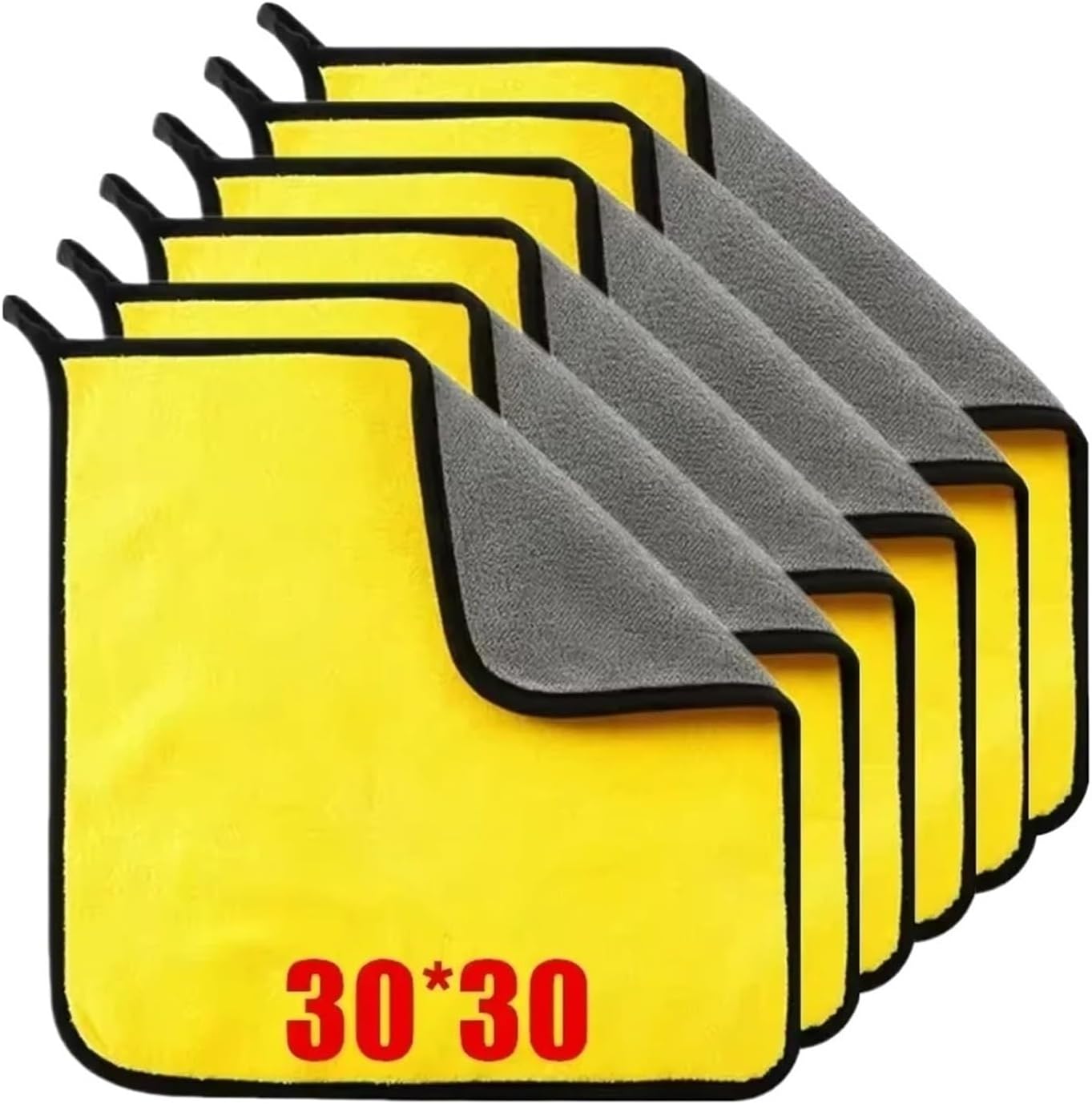 1/2/3/6/10pcs 30X60cm Microfiber Car Cleaning Towels Soft Quick Drying Windows Mirrors Wiping Rags Double Layer Wash Cloth(5pcs 30X30cm)