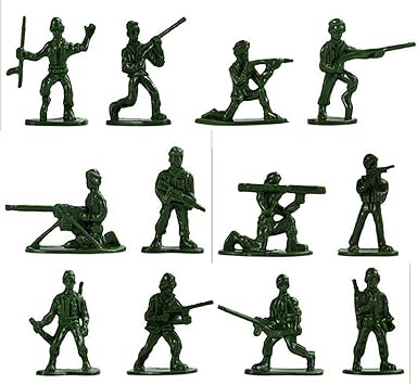 100PCS Mini Plastic Soldier Figures, 12 Different Poses, Green & Red Miniature Military Figures for Display, Collection & Diorama Scenes, Suitable for Ages 15+