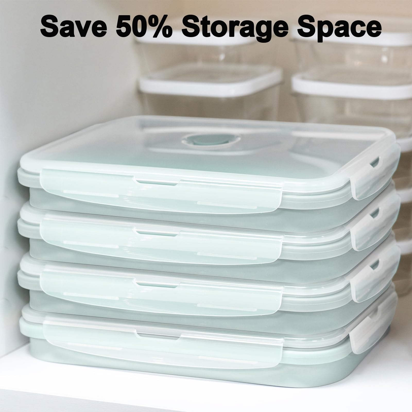 Frischhaltedosen 2000ml BPA-frei, zusammenklappbar Silikon Lunchbox 4er Set