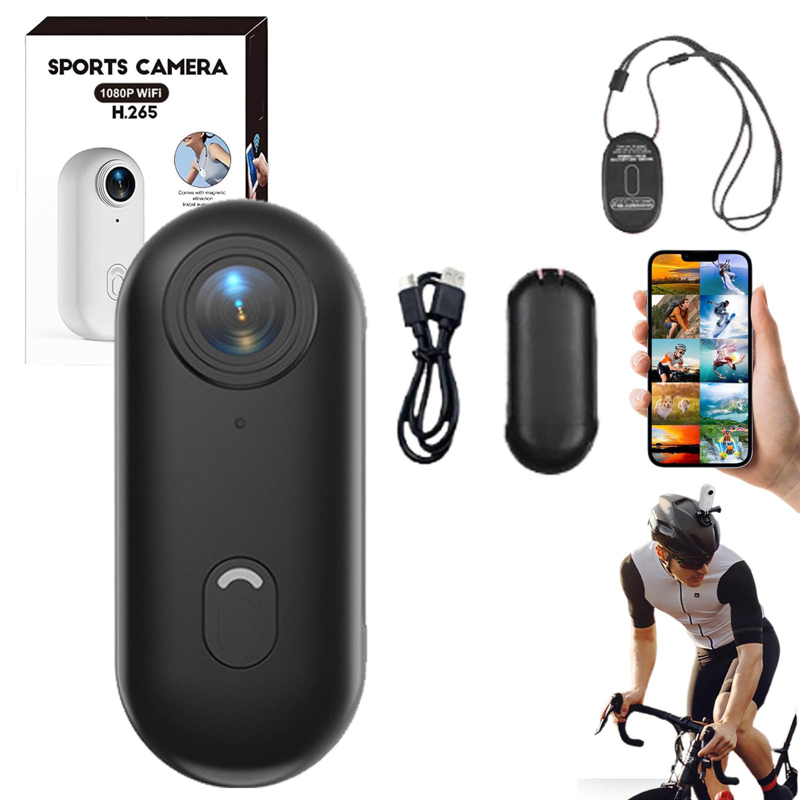 Omdeko Stallionframes 4k Mini Hands Free Body cam, Stallion Frames Body Camera, Wearable Chest with Audio Thumb Size Hands Free Recording Worn Mini Action Camera Magnetic (Black, 1080p32g)