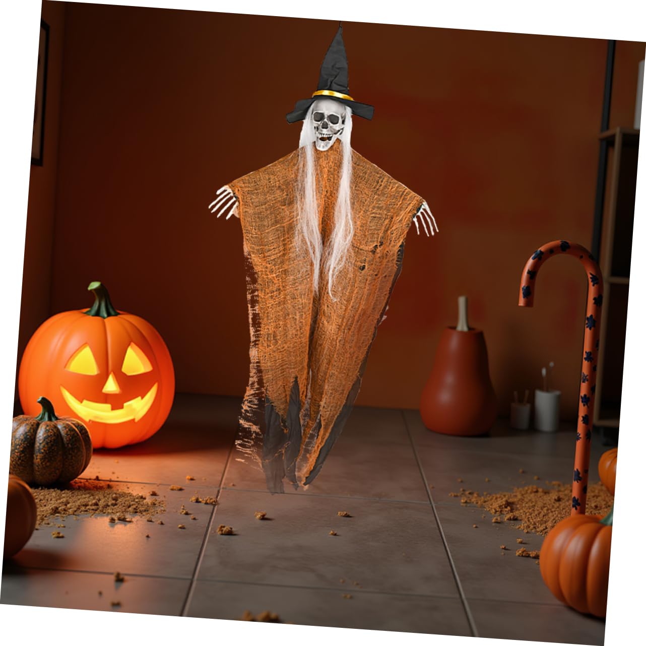 ibasenice 4 Sztuki Szkielet wiszący dekoracja duchów dekoracje szkieletu halloween wiszące ozdoby czaszki halloween wiszące dekoracje czaszki wisząca ozdoba nawiedzonego domu żelazo