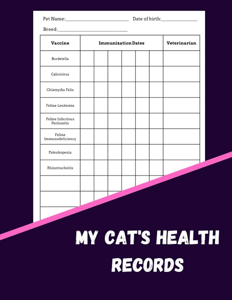 my-cat-s-health-records-log-book-cat-vaccination-record-book-cat-immunization-log-shots-record-card-kitten-vaccine-book-vaccine-book-record-cats-perfect-gift-for-cat-owners-and-lovers for Free Printable Cat Vaccination Feline Vaccination Record Template My Cat's Health Records log book: Cat Vaccination Record Book, Cat Immunization Log, Shots Record Card, Kitten Vaccine Book, Vaccine Book Record, Cats ... ... Perfect Gift for Cat Owners and Lovers: for Free Printable Cat Vaccination Feline Vaccination Record Template