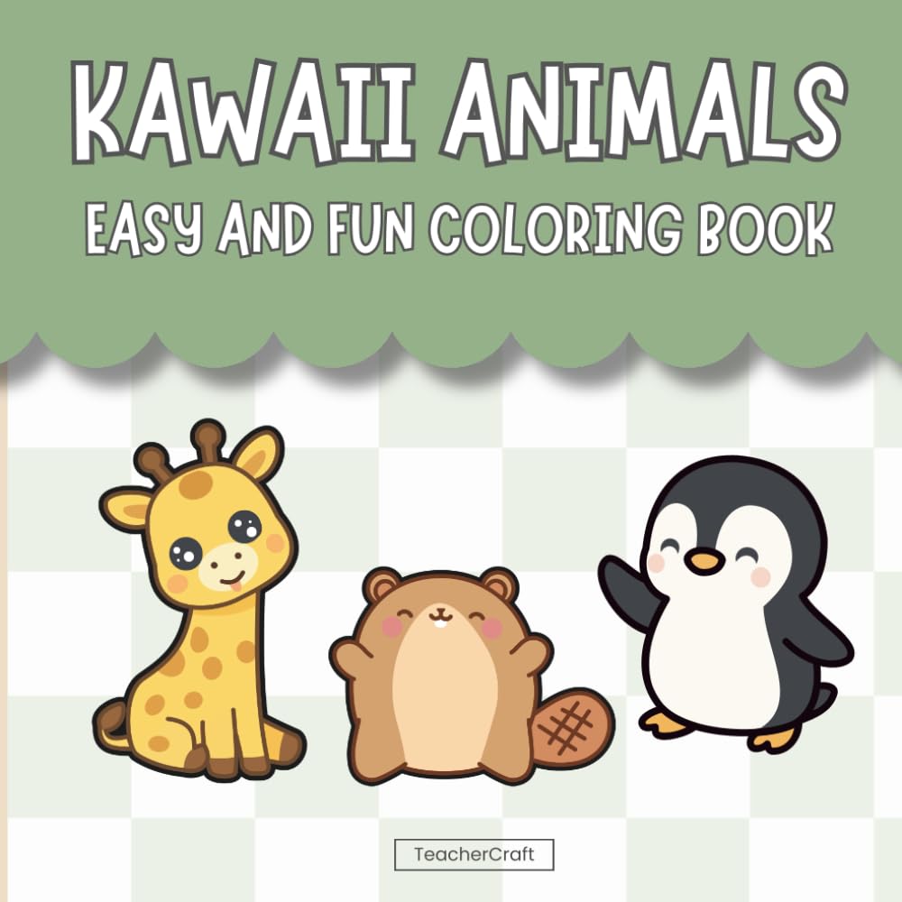 Kawaii Animals: Easy and Fun Coloring Book