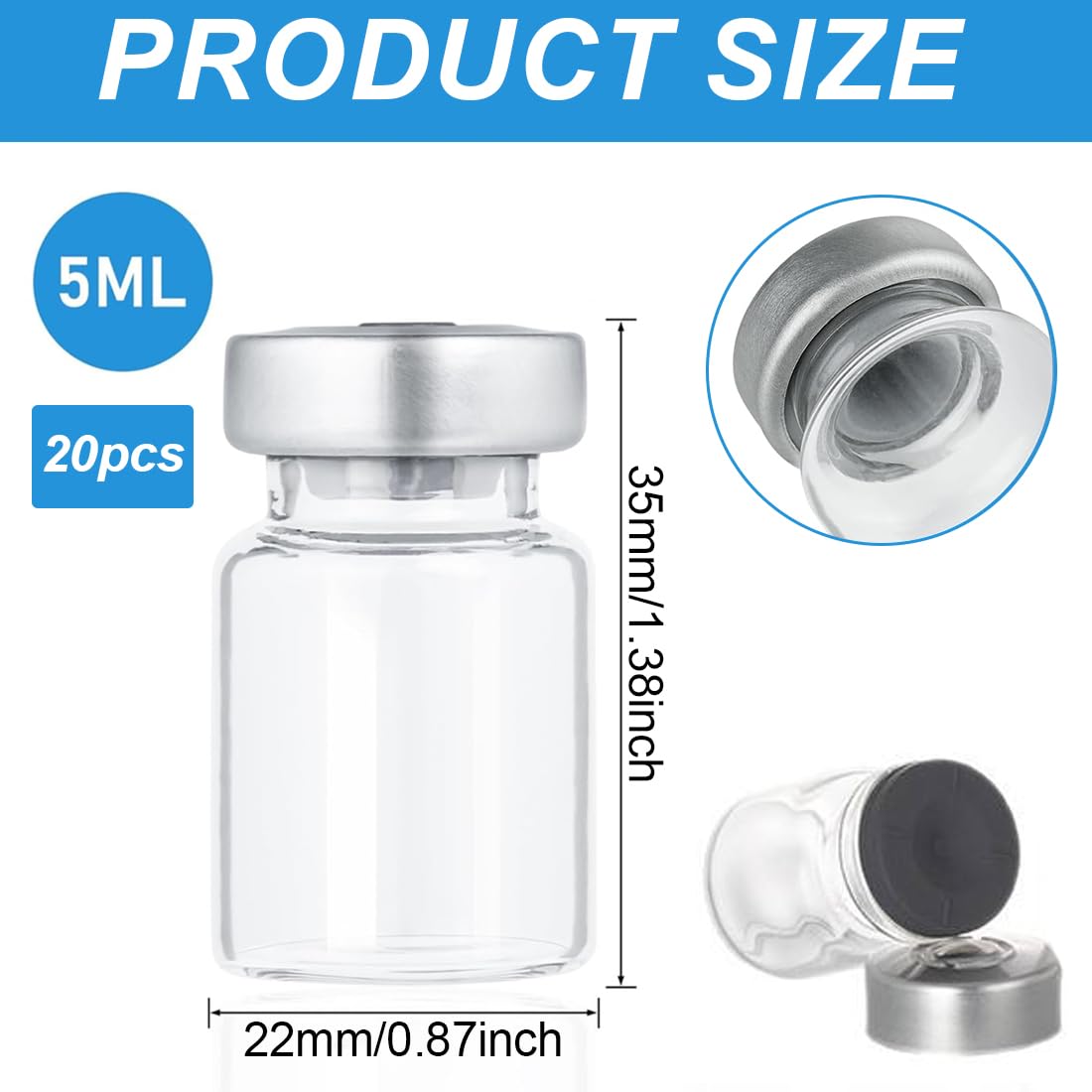 Ampolla Vuota, 20 Pezzi 5ml 22x35mm, Flacone Sigillabile, Provette Vetro Vuote, Flacone Per Campioni, Ampolla Sigillabile, Für Campioni Sterili Lagerung