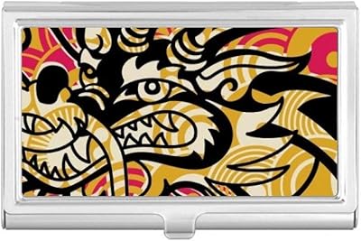 Chinese Dragon Pattern Asia Black Business Card Holder Case Pocket Box Wallet