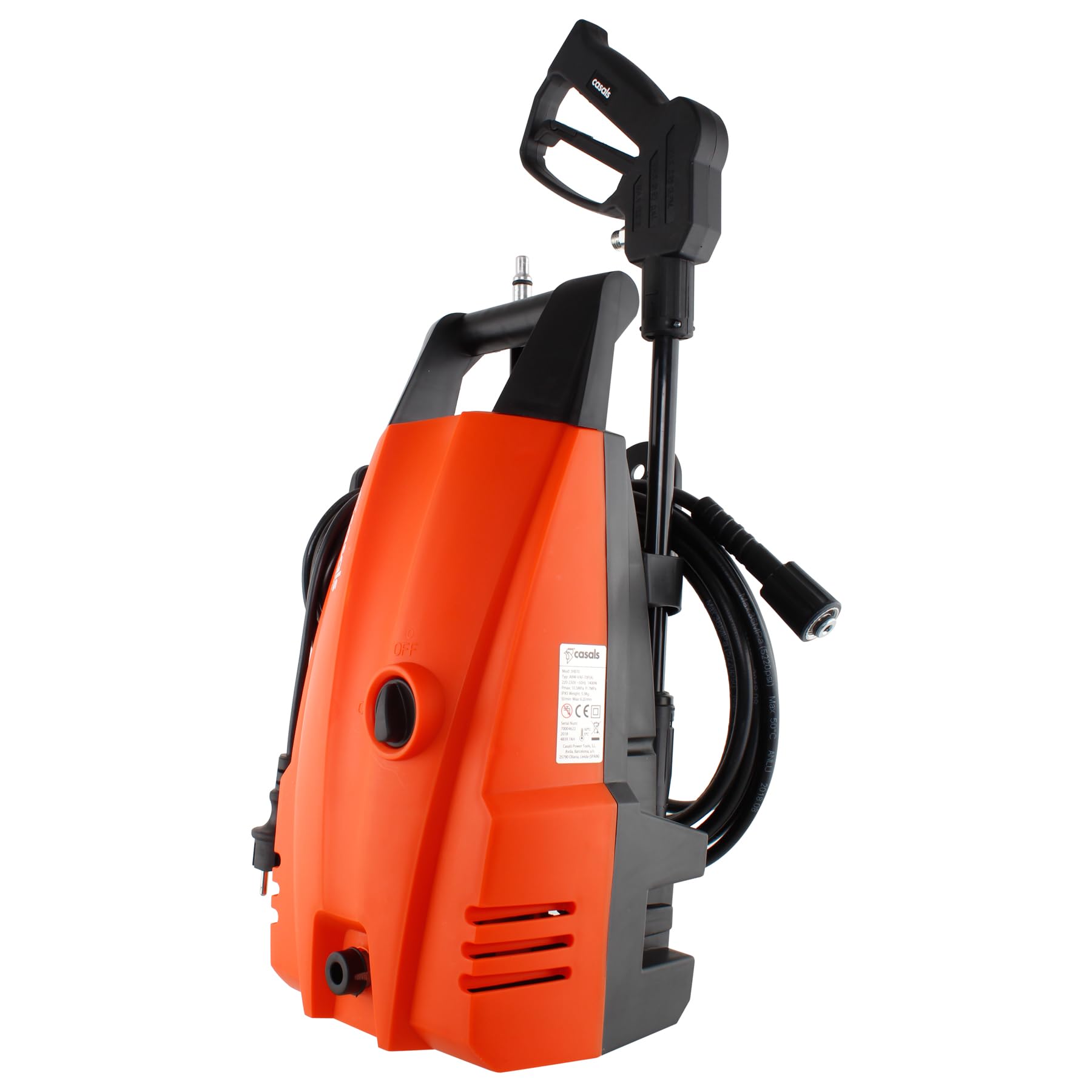 CASALS - Hidrolimpiadora de Alta presión 1400 W con caudal de 375 L/H y 105 Bares de presión | Deposito para detergente hidrolimpiadora | Pistola de Agua a presión Ideal para Suelo terraza Exterior