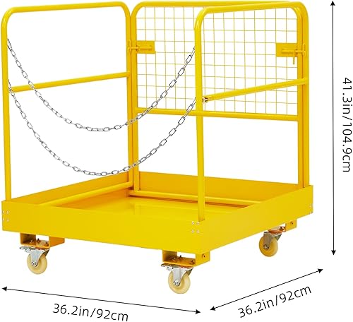 Miniatura 3 de Towallmark Jaula de seguridad para carretilla elevadora de 36 x 36 pulgadas, cesta de hombre para 1 o 2 personas, capacidad de 1200 libras,