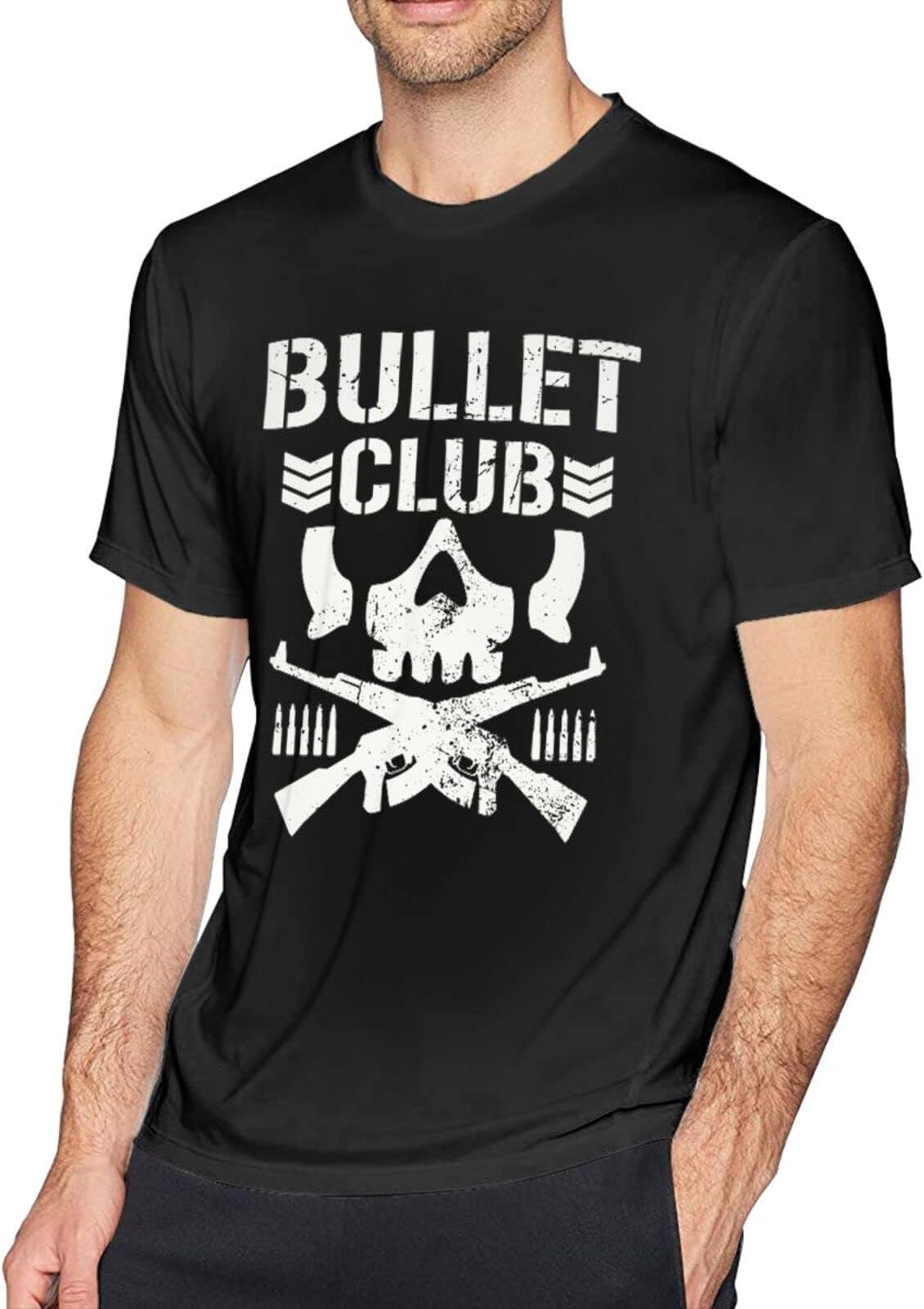 Ebony&HillCustom Novely Teen Men's T Shirts 3D Printing Elastic Round Neck Short Sleeve Bullet and Club Shirts for Men,Tees Shirts Tops Black