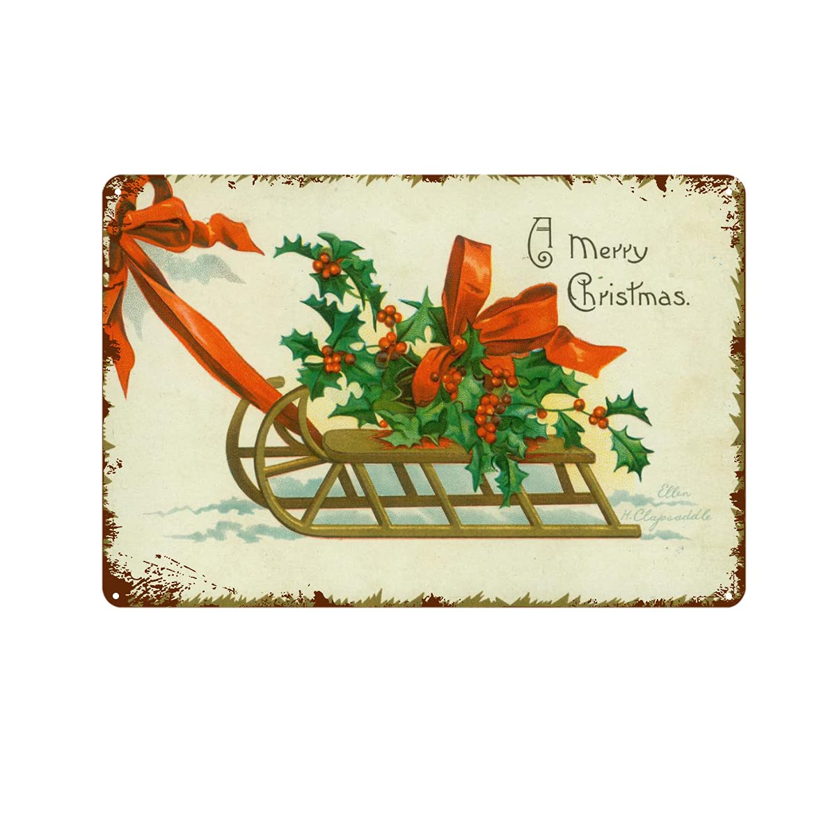 Merry Christmas. Metal Tin Sign Hanging Retro Plaque Kitchen Poster Cafe Bar Pub Store Man cave Art Novelty Designs5.5x8inch
