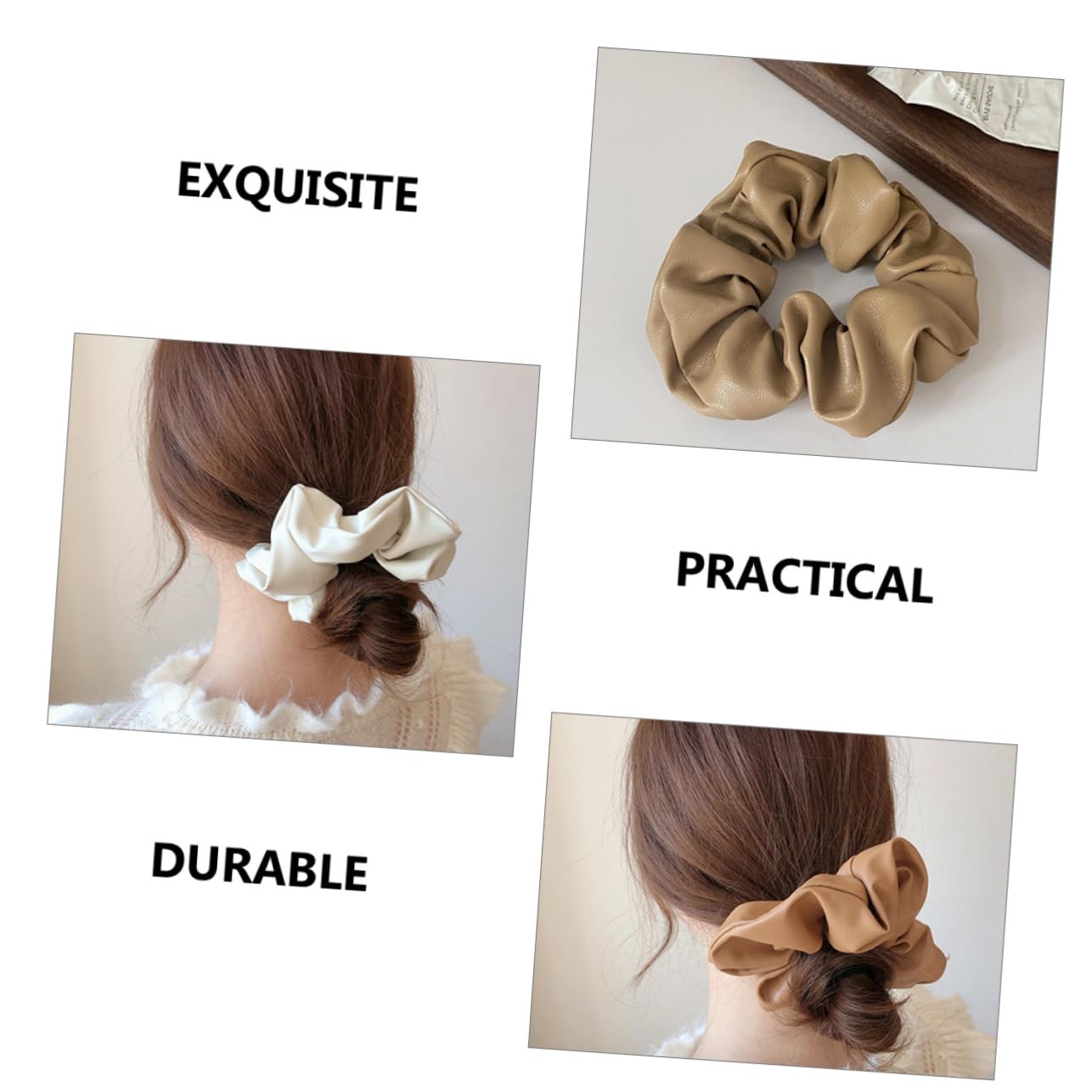 FOMIYES 12piezas Coleteros De Pu Piel Para Mujeres y Niñas Bandas De Pelo Elásticas Scrunchies De Moda y Oscuro Accesorios De Cabello Elegantes y Cómodos