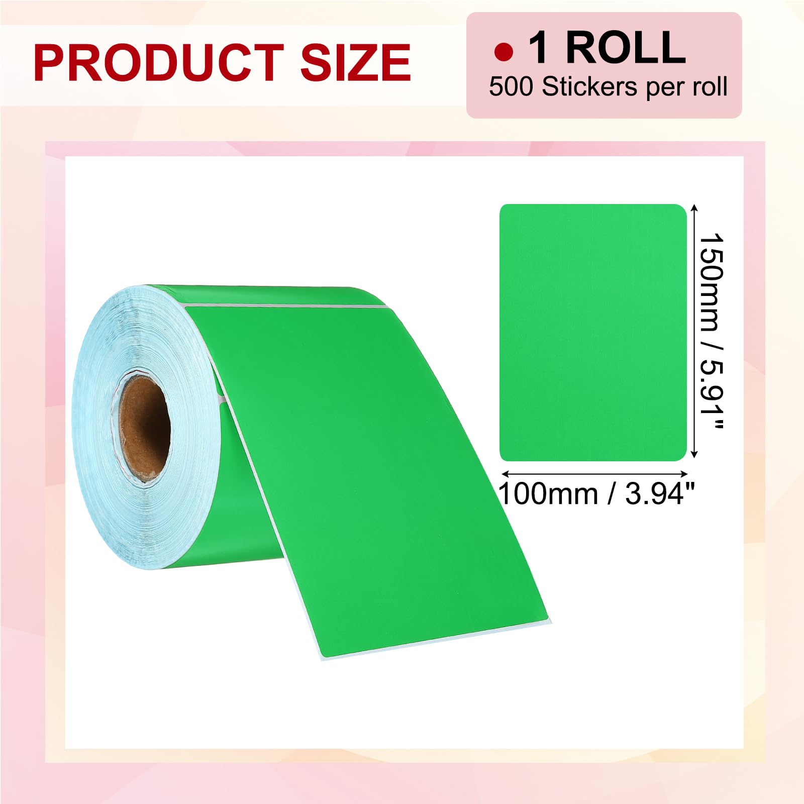 PATIKIL 500 Pcs Etichette Termiche, 3.94x5.91 Pollici Etichette Termiche Adesive Per Stampante Etichette Autoadesive Rotolo Di Carta Rettangolare Piccolo, Verde