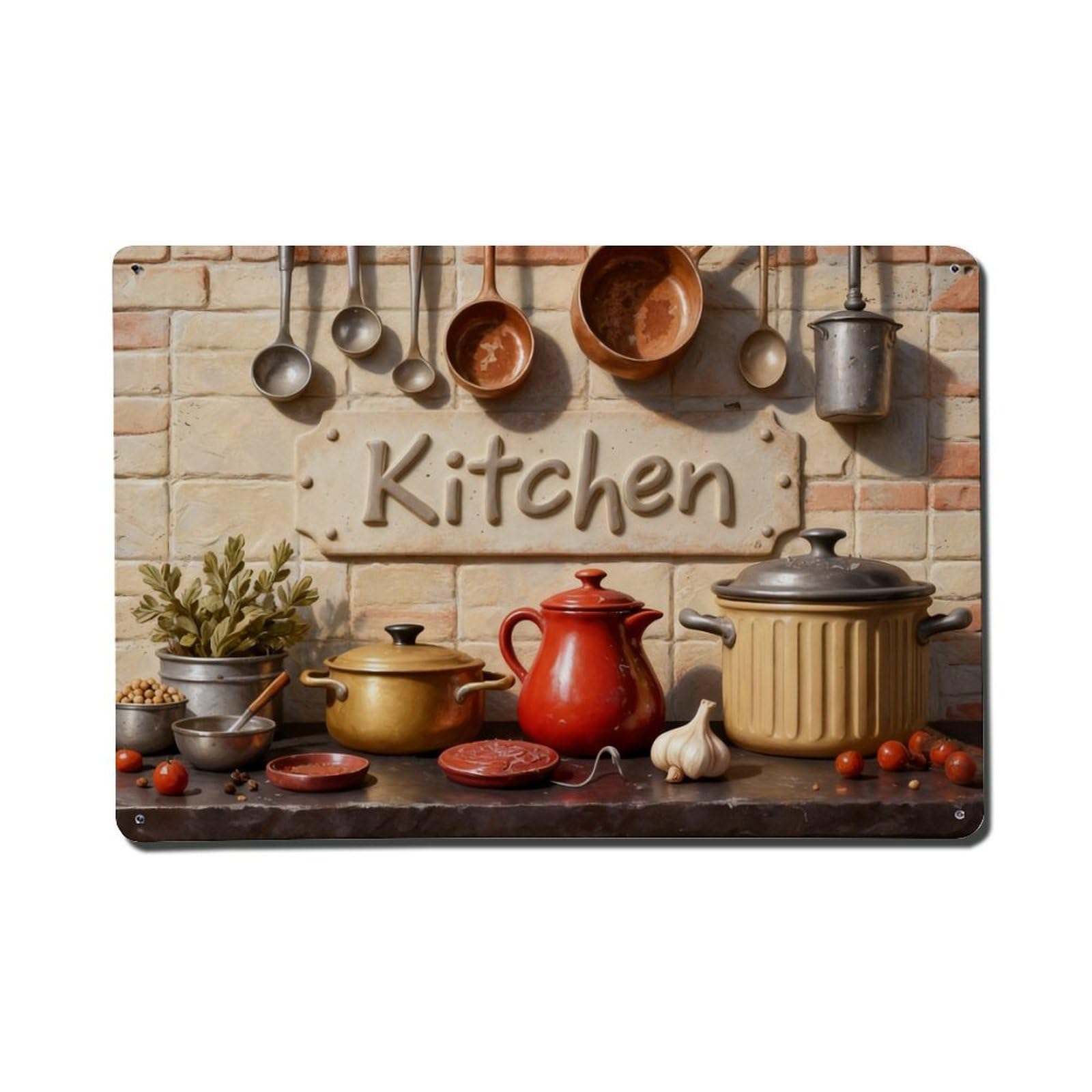 Iageret Vintage Rustic Kitchen Wall Art Decor Metal Tin Sign Retro Wall Decor, Bar Garage Cafe Kitchen Home Wall Art Poster Decoration 8X12inches