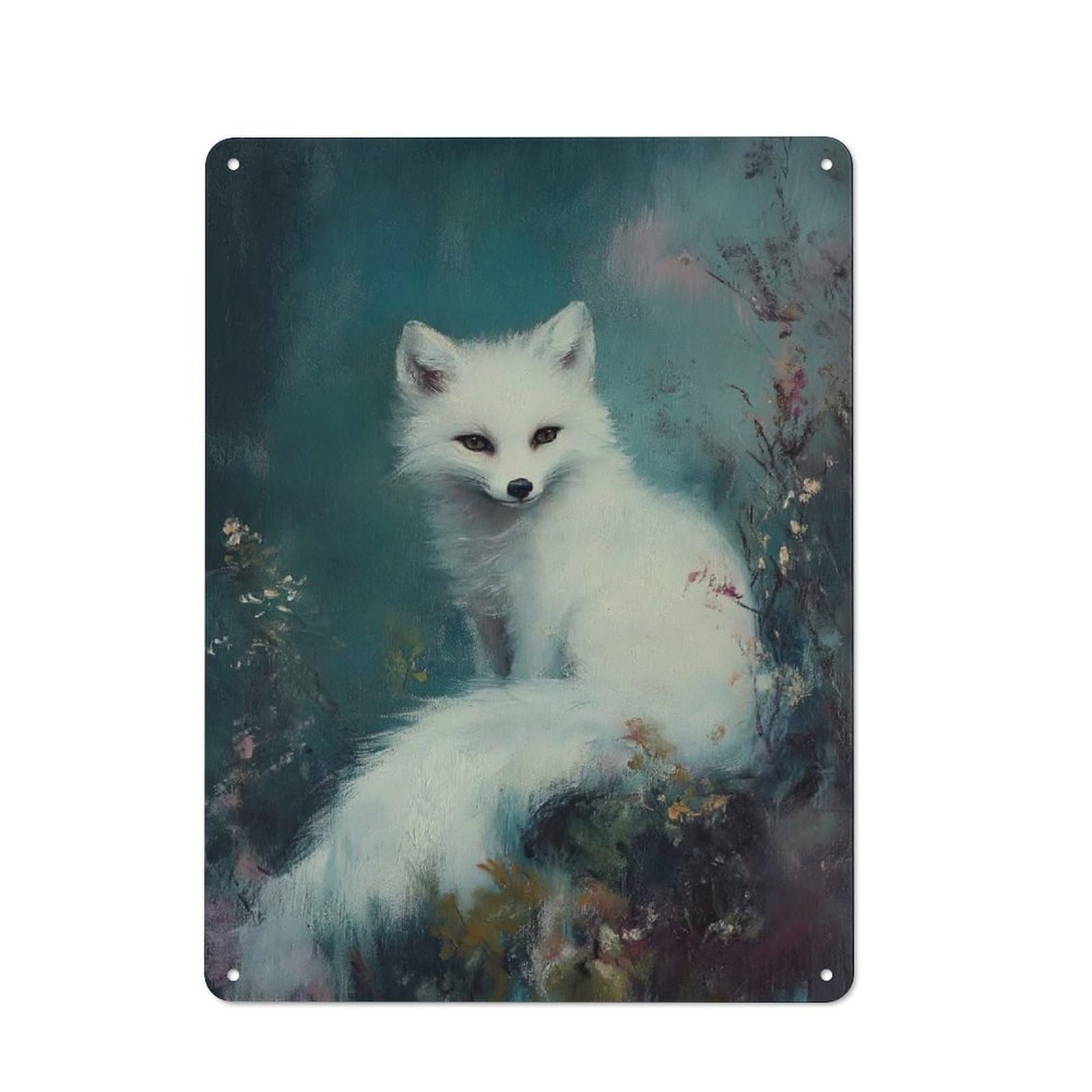 Junmoney Fox Painting For Garden Room Or Summerhouse, Retro Tin Sign 40X30cm, For Garage, Workshop And Man Cave Decoration