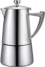 CUISINOX Roma Satin Stainless Steel Moka Pot Stovetop Espresso Maker, 6-Cup