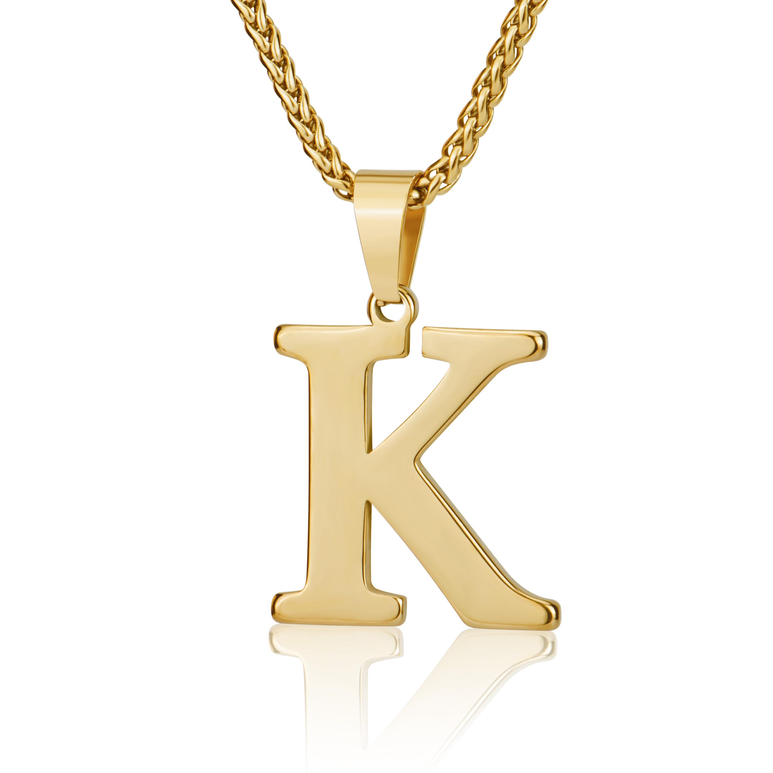 SuweibukeInitial Necklace for Men Women Boys Girls, 18K Gold Plated 26 Letters Pendant Necklace, Personalized Jewelry Gifts