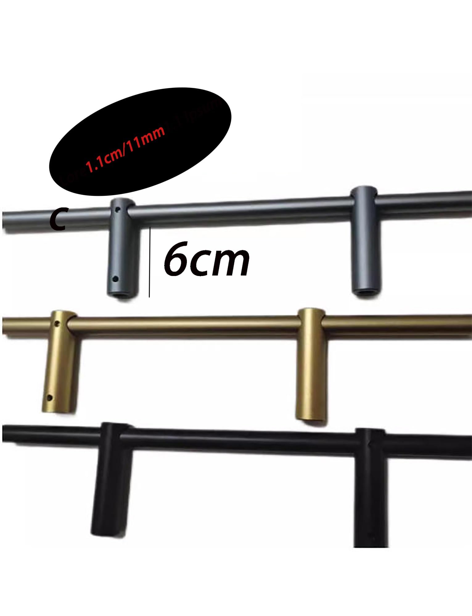 Longitud 15.8"-59.1" Varilla de soporte decorativa de aleación de aluminio, barandilla de protección de muebles for gabinete de vino, estante de madera(Gray,L 1200mm/47.3")