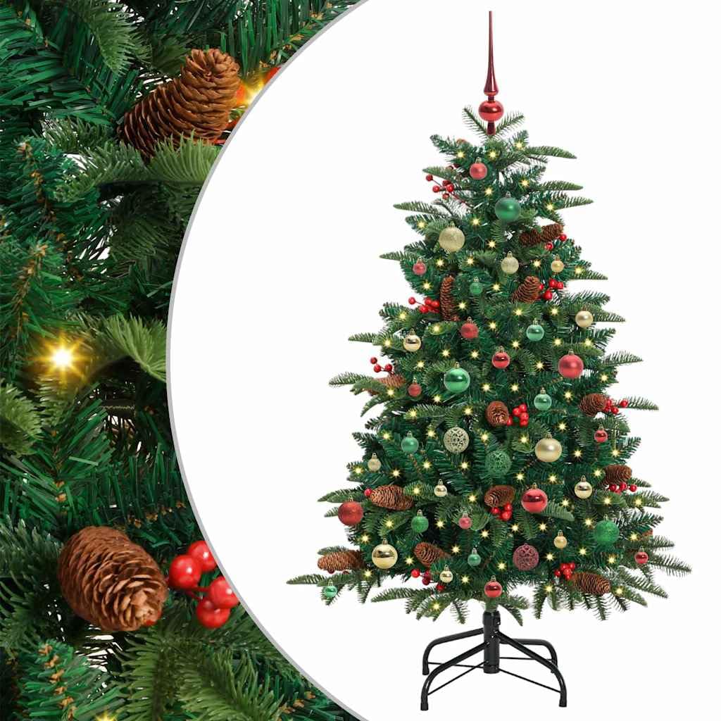 Sztuczna choinka z 150 diodami LED, wysokość 150 cm, zielone drzewko PCW ze stabilnym metalowym stojakiem, do użytku wewnątrz i na zewnątrz, 8 trybów błysku, zasilanie przez USB