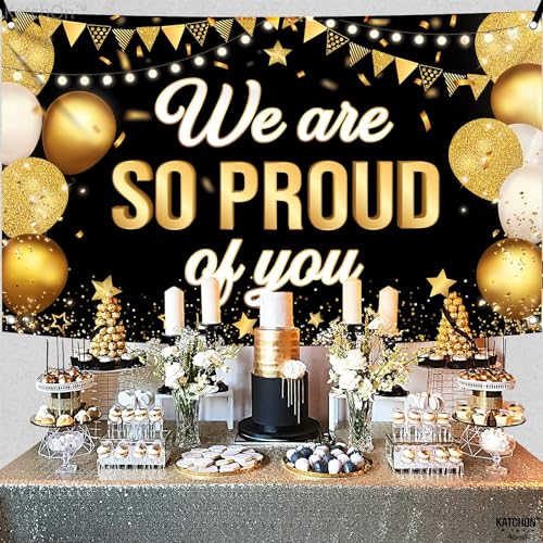 Image of KatchOn, Black We are So Proud of You Banner - XtraLarge, 72x44 Inch | Graduation Banner, Congratulations Decorations for Prom Congratulations Banner | Black and Gold Graduation Decorations 2026