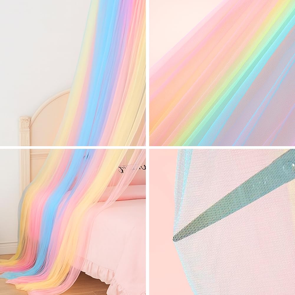 Vicloon Zanzariera Letto, Baldacchino per letto, Zanzariera a tenda per letto singolo/matrimoniale, Adatto Per Interni Ed Esterni, Protezione dalle Zanzare (Arcobaleno)