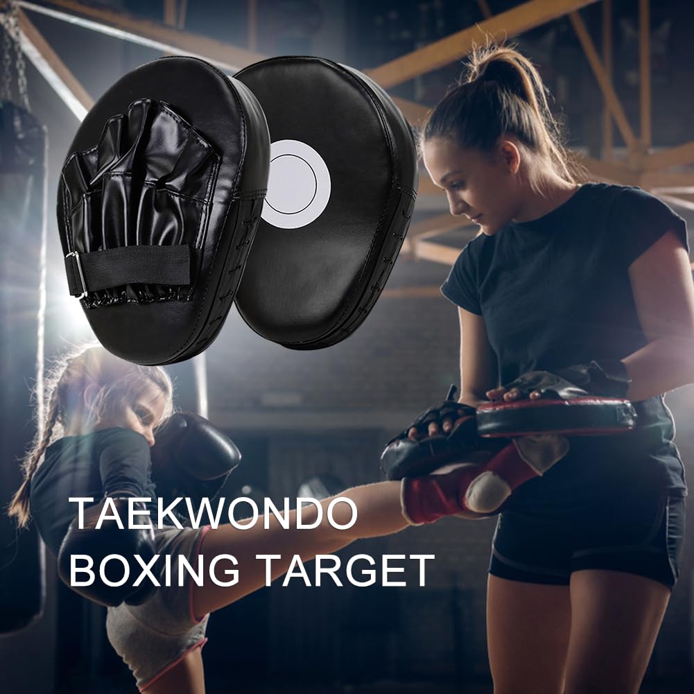 Objetivo de Mano de Boxeo Curvo Cuero de PU Objetivo de Mano de 5 Dedos Manoplas de perforación Curvas Transpirables Almohadilla de Enfoque de Boxeo para Entrenamiento de Artes Marci