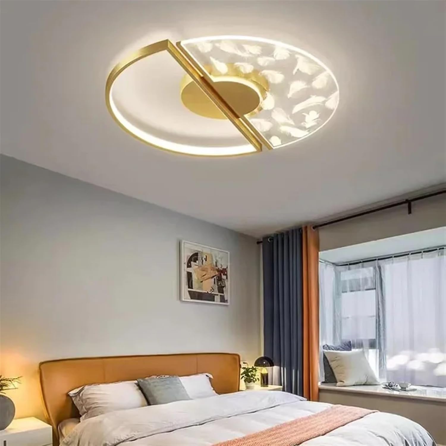 リビングダイニングルームのためのモダンなLED天井ランプベッドルームの通路灯シャンデリア屋内装飾照明器具1PC（ブラックD43cm、