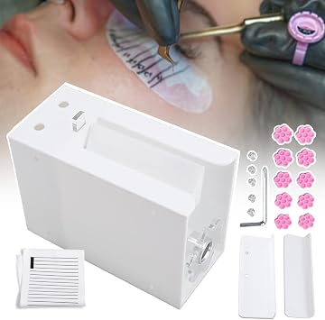 Lash Extension Eyelash Machine Tools,Lash Blossoming Device,Eyelash Grafting - Quick Fan Opening,Semi-Automatic Lash Fan Machine with Extension Bracket,for Home Use Beginners Beauty,White