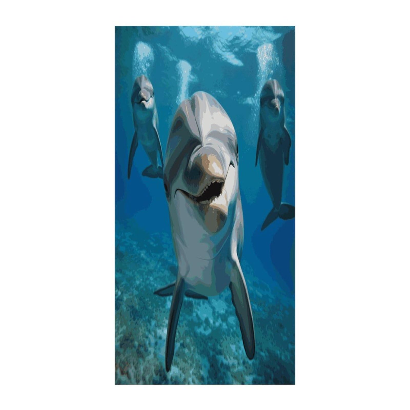 Fekiloot Style Funny Dolphin Looking At You Door Curtain Room Divider Curtains