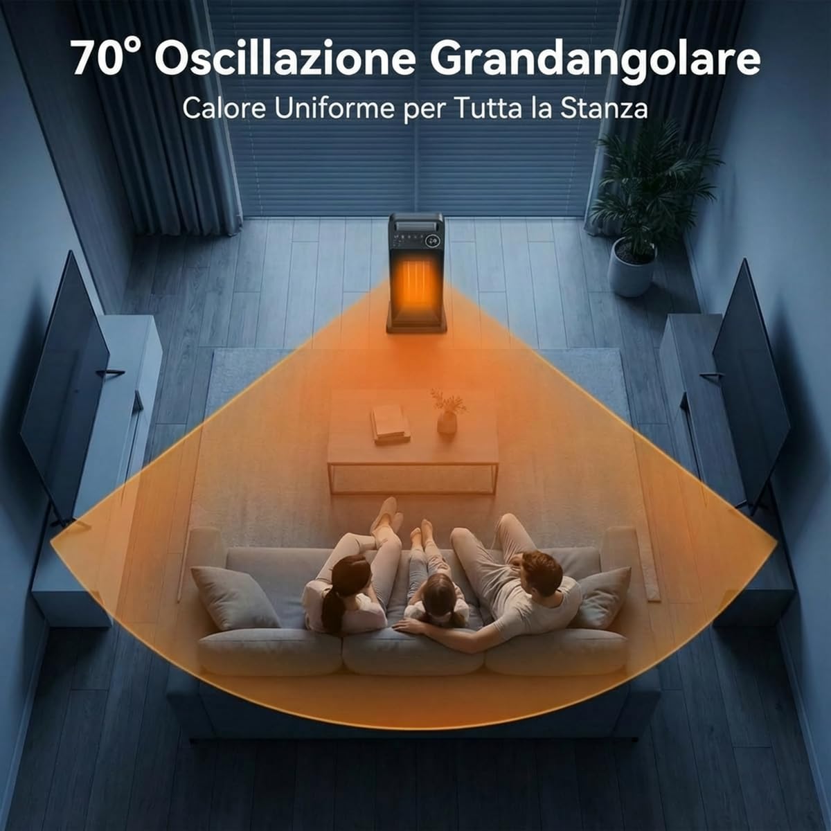 Stufetta Elettrica Basso Consumo con Riscaldamento Rapido, Protezione Multipla e Funzione Oscillazione - 2000W